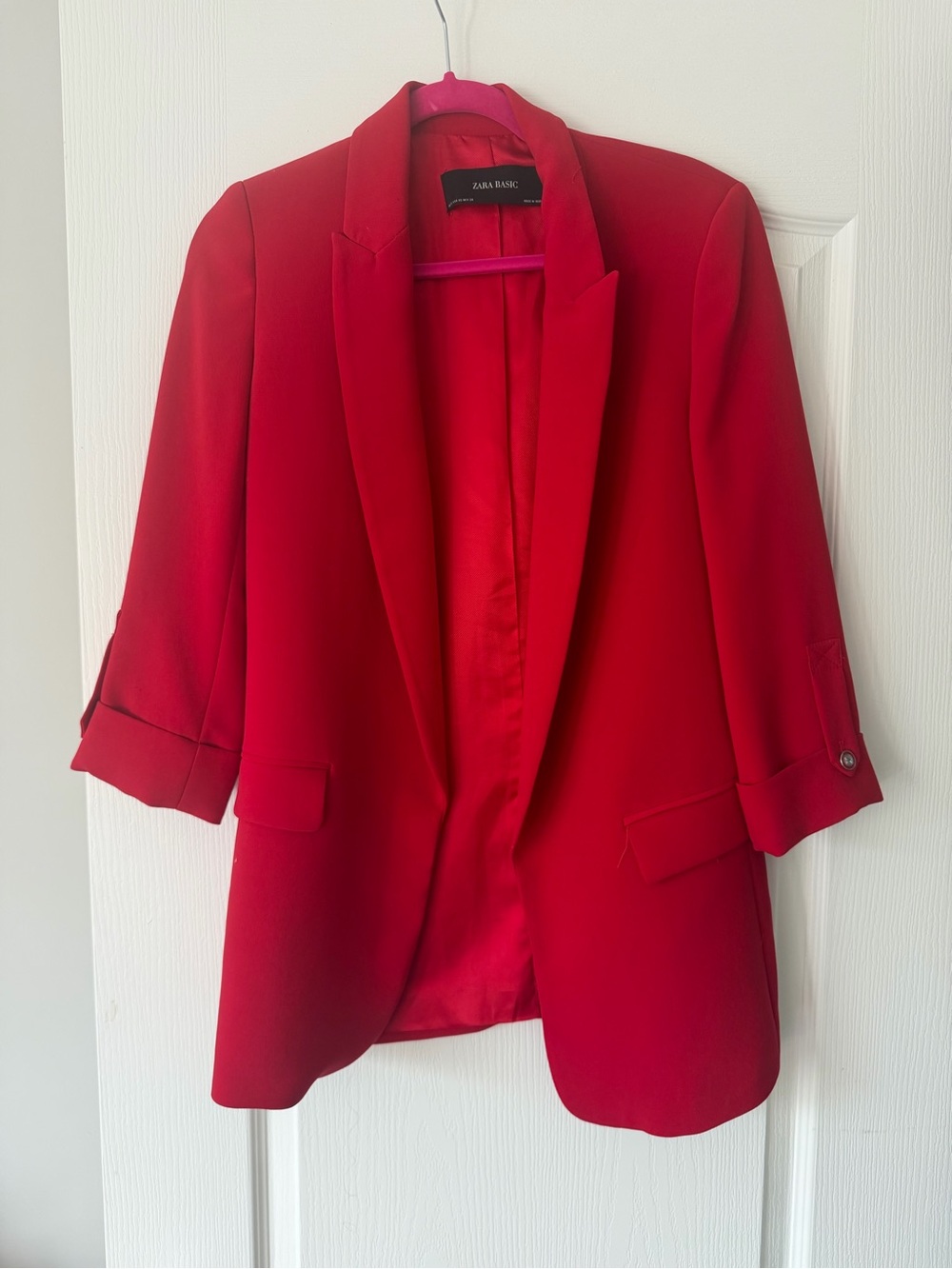 Zara Red Open-Front Women's Blazer